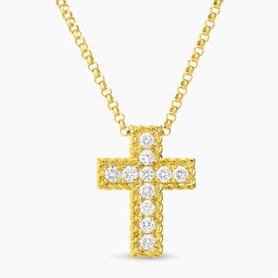 China Trendy Simple Alloy Zircon Gold Color Fashion New Arrival Cross Necklace For Women for sale