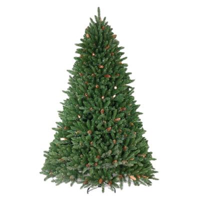 China Indoor Christmas Decoration 210cm PVC Green Tree With Pinecones Artificial Green Hanging Christmas Tree Christmas Tree With LED for sale