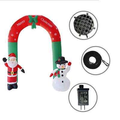 China Christamas Home Decoration 2.4m Christmas Arcade 3D Cartoon Inflatable Courtyards Arch With Santa Snowman For Xmas New Year Party Gift for sale