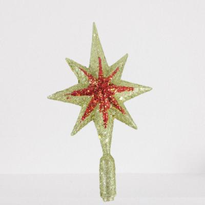 China Handmade 16.5*10cm special shape star with gold glitter and red glitter hand painted for tree decoration for sale