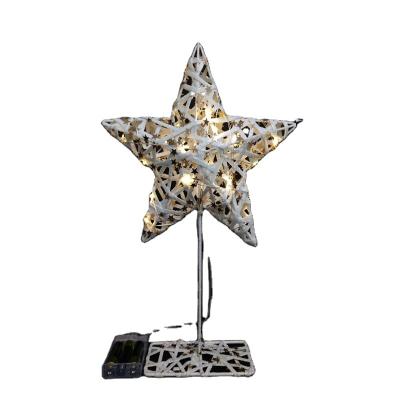 China Christmas Home Decoration Shiny Metal Wire 25*40*7cm NEW With LED Light Christmas Decoration Twinkle Star for sale