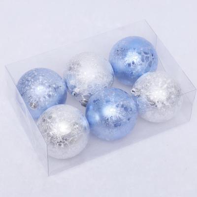 China Christamas Tree Decoration 8cm Ice Blue Color Painted Christmas Ball For Tree Decoration for sale