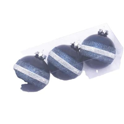 China PET 8cm PET Dark Blue Fabric Painted Ball For Decoration for sale