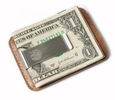 China Promontion Gifts Wholesale Slim Wallet Metal Leather Wallet Card Holder Money Clip for sale