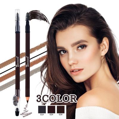 China Waterproof Wholesale Three In One Wooden Black Color Retractable Slim Vegan Dual Ended With Sharpener Makeup Eyebrow Pencil for sale