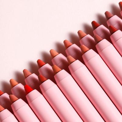 China Waterproof Wholesale Custom Private Label Cosmetic Makeup Lipliner Pencil 12pcs/Set  Pink Foam Lip-enhancing Cute Lip Liner For Women for sale