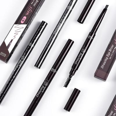 China Waterproof Unique Packaging Double Headed Rotatable Cosmetic With Brush Waterproof Oil-proof Eyebrow Pencil For Novice for sale