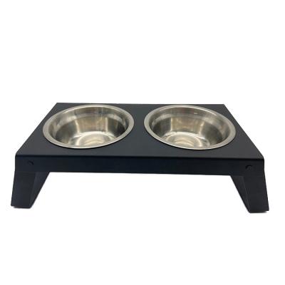 China Sustainable Durable Premium Folding Dog Cat Pet Feeder Double Dog Rolls Raised Stand Comes With Raised Pet Food Feeder for sale