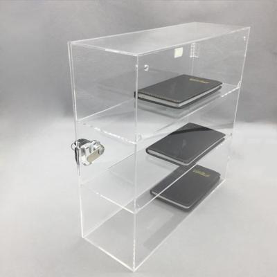 China Environmental Friendly Custom Floor Standing Logo Acrylic Display Cabinet With UV Lock for sale