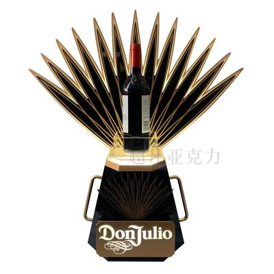 China DonJulio Black Acrylic Display Plexiglass Bottle Wine Rack Led Gold Acrylic Wine Display Rack for sale