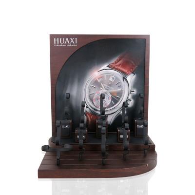 China 2018 New Fashion Elegant Acrylic Watch C Clips Display Sets Luxury Wooden Watch Display Stand for sale