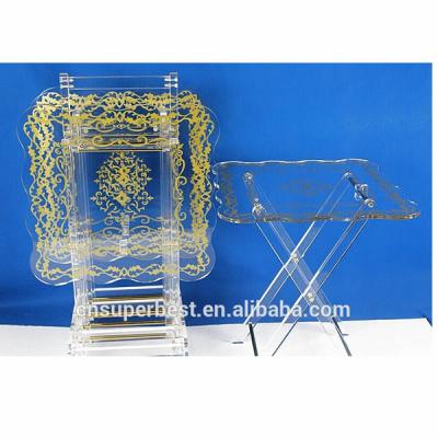 China Eco - Friendly Acrylic Material With Printing Folding Clear Acrylic Coffee Table for sale