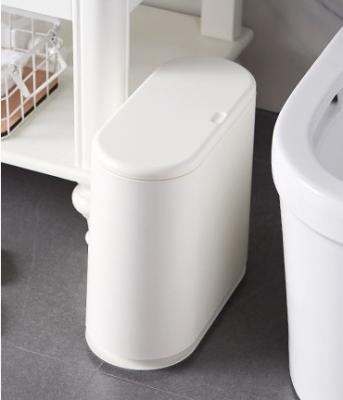 China New Viable Space Saving Indoor Use Recycling Trash Bin Bedroom Toilet Narrow Plastic Bin With Lid Rectangular Narrow Trash Can for sale