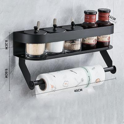 China Wall Mounted Seasoning Shelf Stainless Steel Storage Rack Kitchen Spice Rack Viable Organizer Rack With Rod for sale