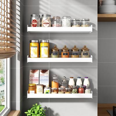 China Sustainable Wall Mounted Type Single Layer Spice Storage Rack Kitchen Seasoning Rack for sale