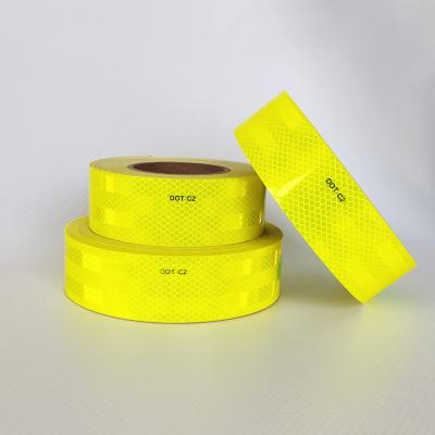 China Waterproof 2 inch x 150 Feet Fluorescent Yellow DOT C2 Reflective Tape for sale