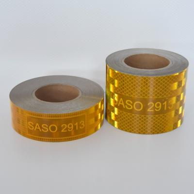 China LU SASO 2913 Saudi Arabia Retro Reflective Sticker Conspicuity Tape 5cm 7.5 cm 10 cm Yellow Metallized Acrylic Reflective Tape for Traffic Safety for sale