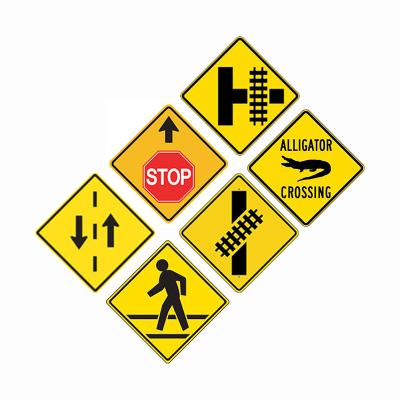 China Custom Yellow Reflective Traffic Sign Slow Stop Pedestrian Crossing Road Safety Sign for sale