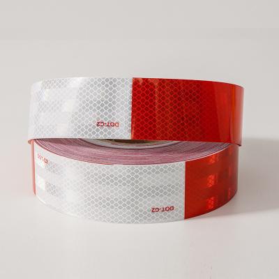 China DOT-C2 Red And White Reflective Safety Sticker Self Adhesive Reflector Tape For Trailers for sale