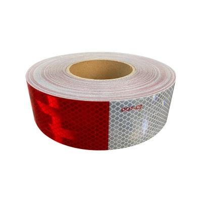 China Self Adhesive DOT-C2 Red And White Prismatic Retro Reflective Reflector Tape Stickers For Vehicle Trailer Truck for sale