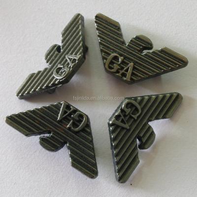 China Anti Viable Hot Sale Metal Eagle Shape Silver Decoration Badge For Denim Jacket for sale