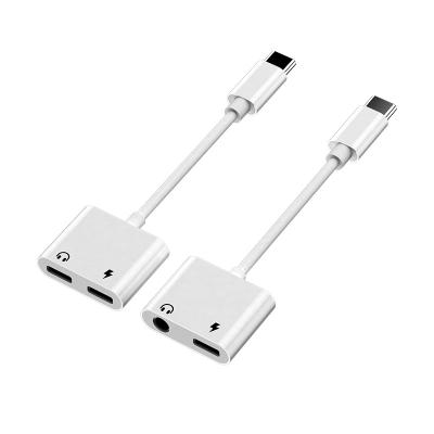 China Mobile Phone Plastic Shell DAC 27w Palladium Cable Fast Charging Type C2 Dual in 1 USB-C to AUX Cable. 3.5mm Earphone Audio Adapter Jack for sale