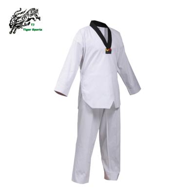 China Wholesale Polyester / Cotton Martial Arts Style V-Neck Taekwondo Uniforms for sale