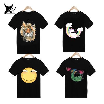 China Custom printed T-shirt anti-pilling men women youth kids children couples OEM logo transfer unisex hot round neck cotton for sale