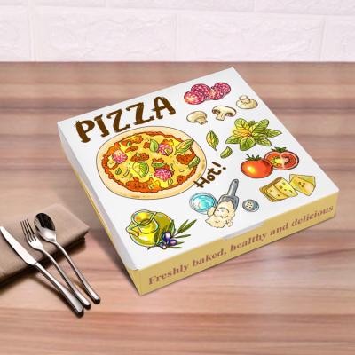 China Recycled Materials Pizza Box Die Cut Boxes Packaging Round Pizza Carton White Cartoni 32Cm Custom Design Stamping Delivery for sale