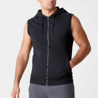 China Custom Cotton 95% Polyester Men's Anti-Wrinkle Logo Sport Gym 5% Sleeveless Hoodie for sale