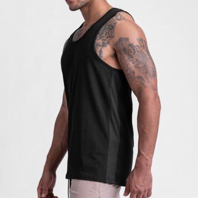 China Anti-pilling Custom Mesh Panel Tank Top OEM Logo Wholesaler Breathable Sports Gym For Men for sale