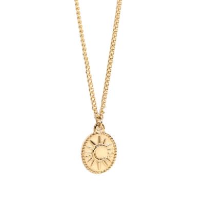 China New jewelry trend of 2022 fashions high quality non tarnish thin 18k gold sun moon necklace for sale