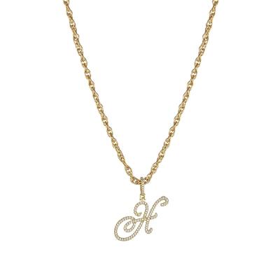 China Fashionable Jewelry 2022 Gold Plated Initial Old English Letter Initial Necklace Silver Plated Pendant Chain Jewelry for sale