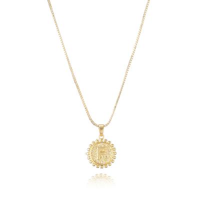 China 2022 Simple Tiny Initial A-Z Capital Letter Round Pendant Necklace Eco Friendly For Women Mens for sale