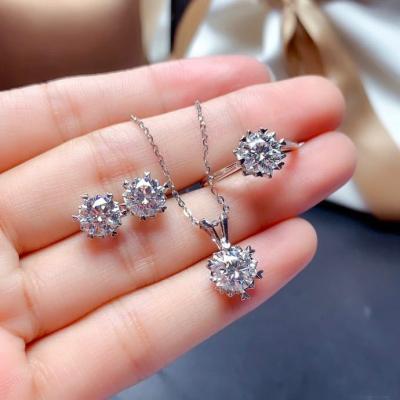 China High Quality Silver Cubic Zirconia Jewelry Necklace Earring Bridal Ring Set For Fancy Women for sale