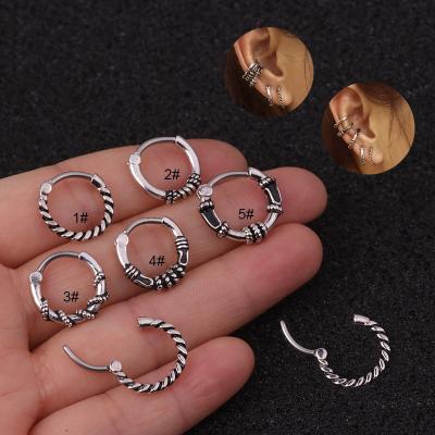 China Vintage Easy Punk Style Huggie Silver Round Circle Small Piercing Mini Earrings for sale