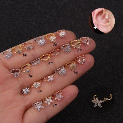 China Easy CZ Fashion Cute Flower Gold Color Gold Color Huggies Circle Hoop Earrings Small For Women for sale