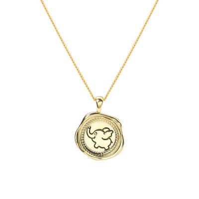 China Environmental Friendly Good Luck S925 Sterling Silver 18k Gold Plated Cute Elephant Necklace Clavicle Chain Pendant Scarf for sale