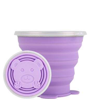 China Sustainable Colorful Silicone Folding Telescopic Coffee Mug With Lids Travel Collapsible Water Cup for sale