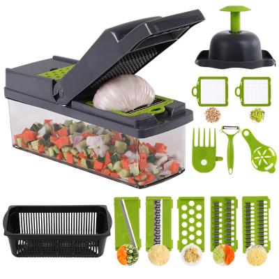 China Viable Kitchen Tools 15 In One Handheld Vegetable Spiralizer Vegetable Slicer Food Cutter Potato Onion Potato Cleaver for sale