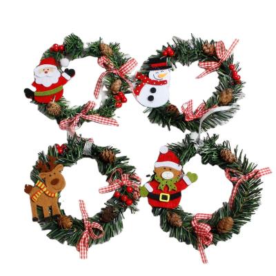 China Artificial Santa Wreath Garland 15cm PVC Greenery Arch Door Christmas Ornament Snowman Christamas Home Decoration Hanging Little Garland Decoration for sale