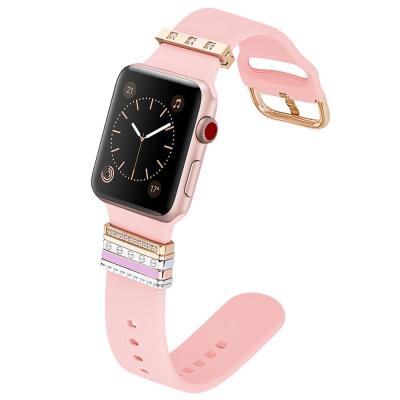 China Sport Band Silicone Rubber Watch Band For Apple Watch 5 4 3 2 1 With Charm for sale