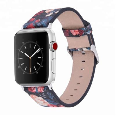 China New OEM Wrist Watch Strap Leather Printed Genuine Leather Band For Apple Watch, Leather Watchband For iwatch 22mm bands for sale