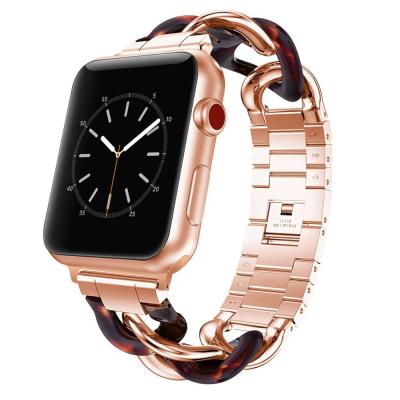 China Fashion High Quality Resin With Stainless Steel Women Watch Band For Apple Watch 1234 For iwatch 38mm for sale