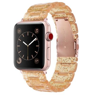 China Fashion Stainless Steel Buckle Resin Watch Strap Watch Bands Strap For Apple Watch Band Series 4 3 2 1 for sale