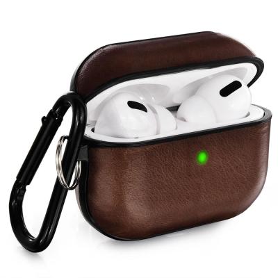 China Luxury Shockproof Genuine Leather Wireless PC Case Earphone Cover Device Case For AirPods pro for sale