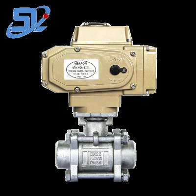 China General Three PCS Pieces CF8 CF8M CF3M Socket Welded Ball Valve With Electric Actuator for sale