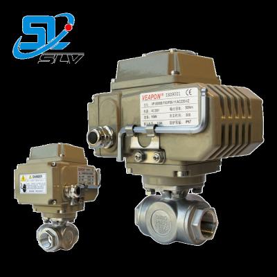 China General 12V 24V 220V Stainless Steel On Type Water Flow Control Wire 3 Way Electric Actuator Motorized Ball Valve for sale