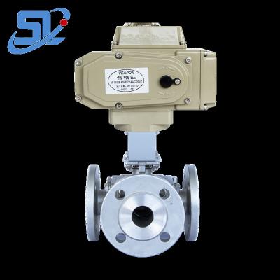 China General Hot Selling Stainless Steel Electrical Flange Three Way Ball Valve for sale