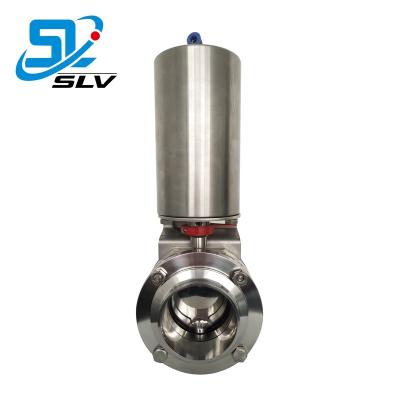 China 4 Inch General Sanitary Water Valve Food Grade SS316L Stainless Steel Pneumatic Butterfly Valve for sale